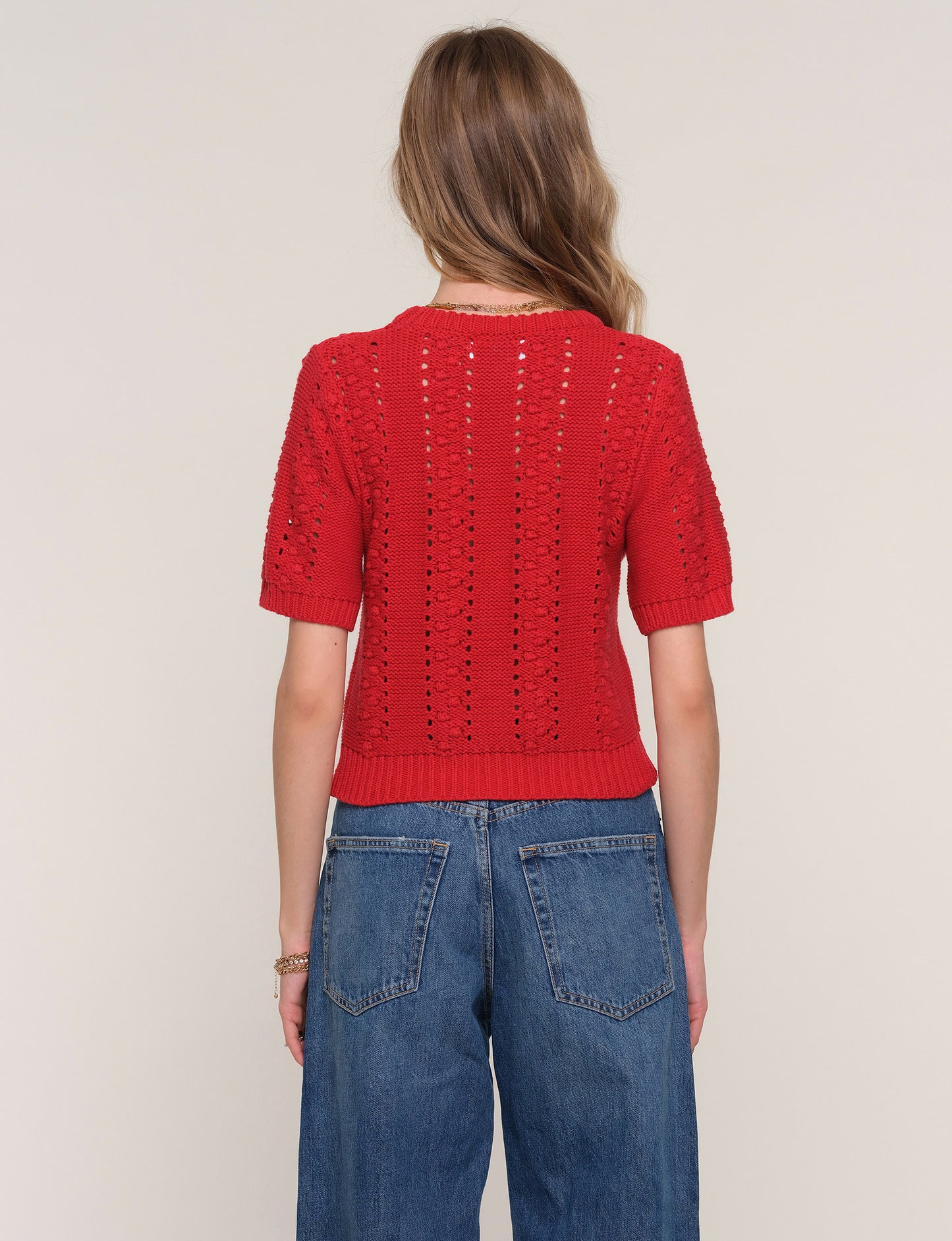 Bobbi Short Sleeve Sweater in scarlet by Heartloom