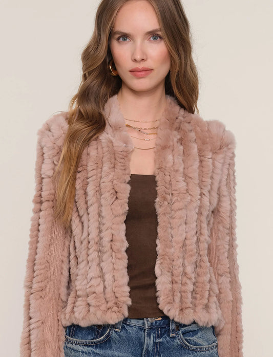 Rosa Fur Jacket in biscuit by Heartloom