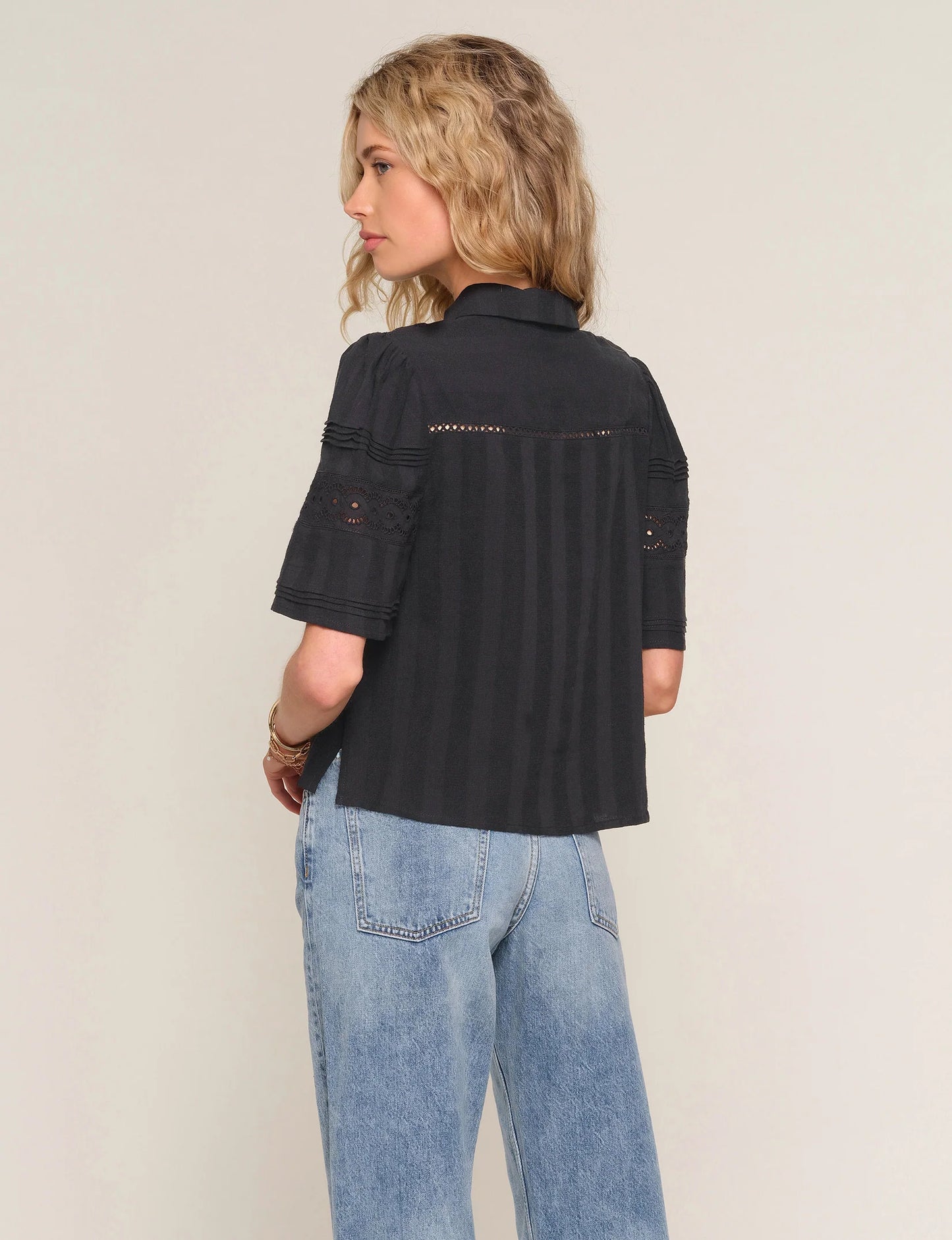 Carmen Cotton Voile Top in black by Heartloom