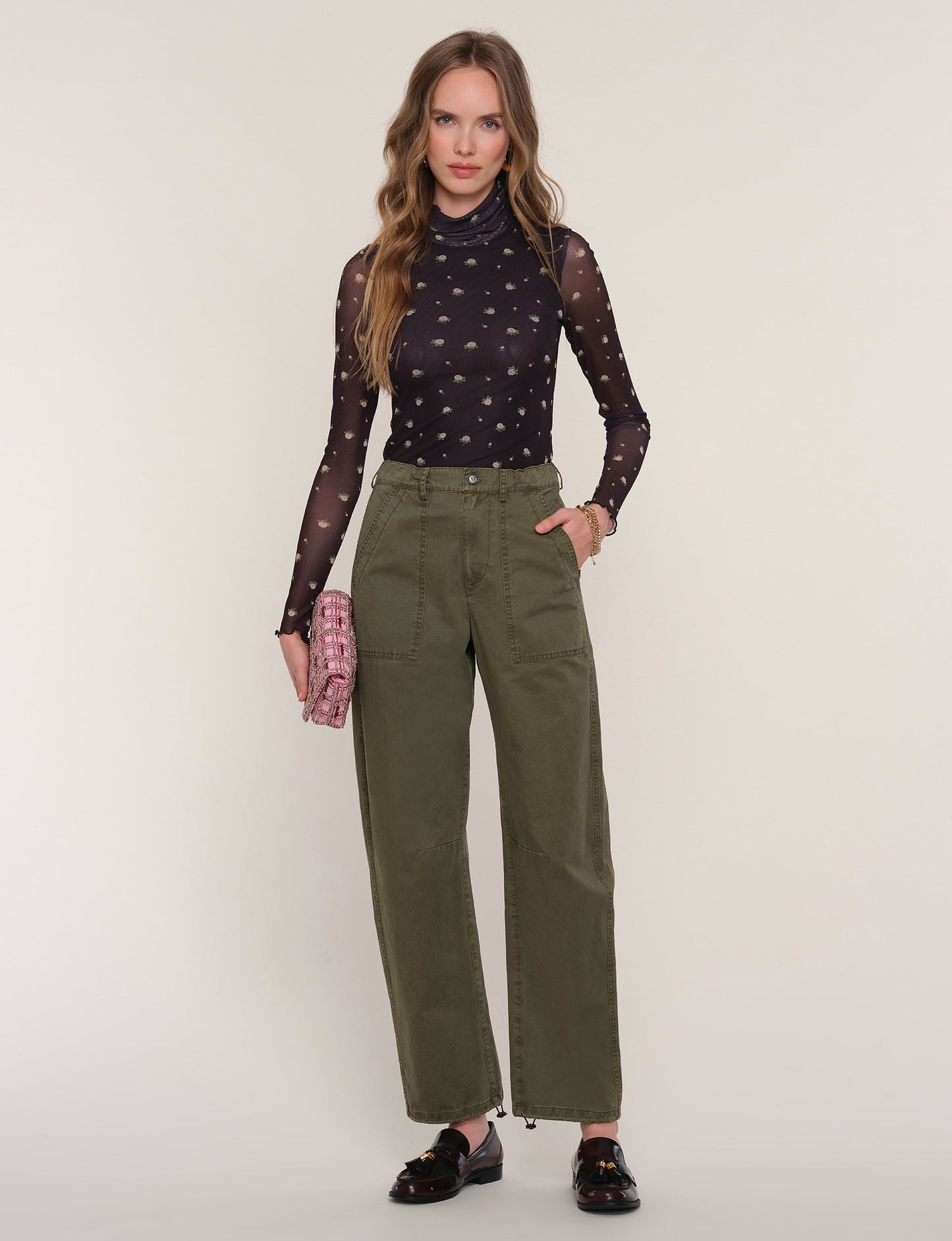 Kaia Barrel Pant in army by Heartloom