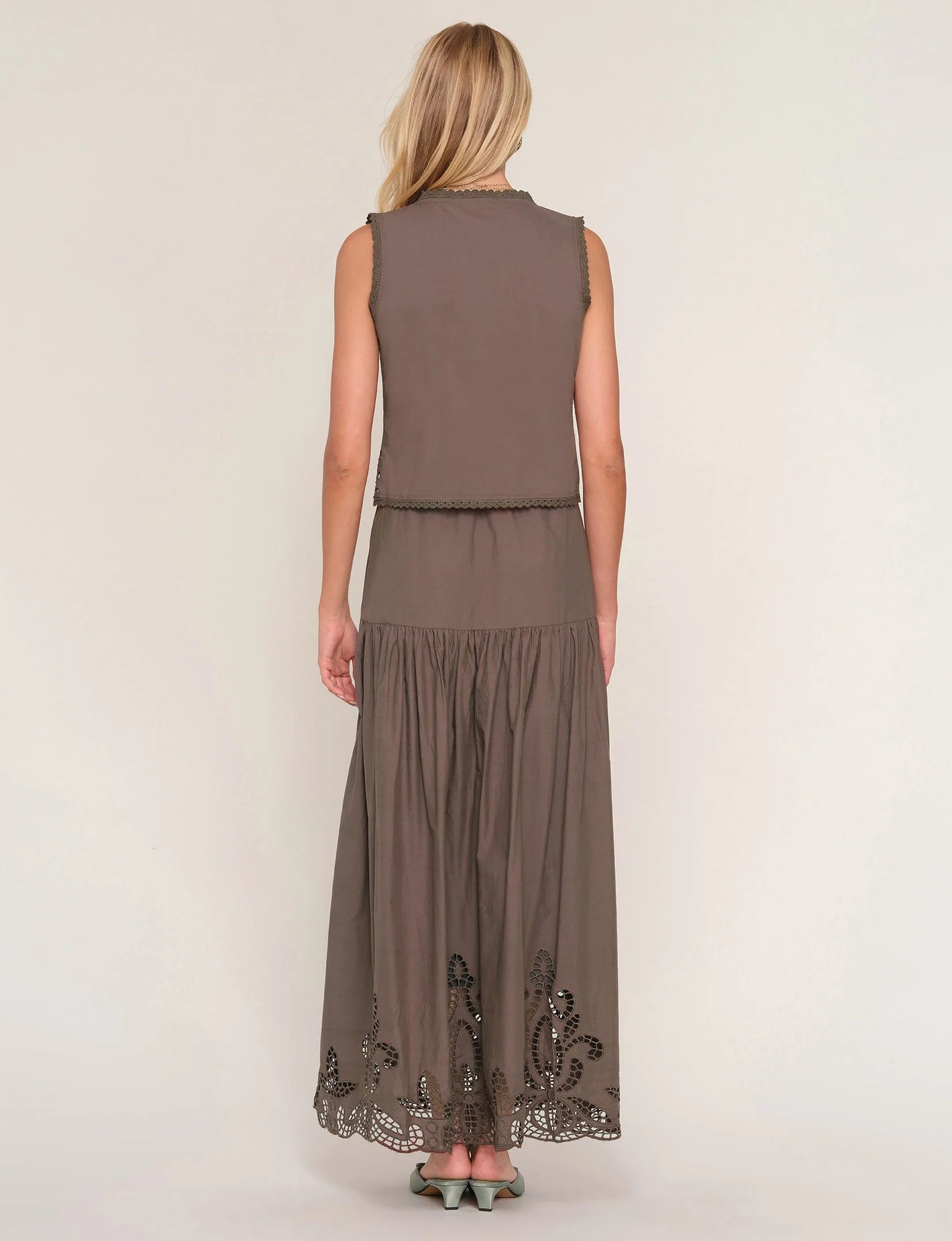 Arly Eyelet Maxi Top in coco by Heartloom