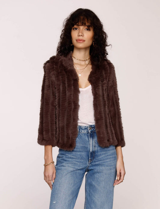 Rosa Fur Jacket in chocolate by Heartloom