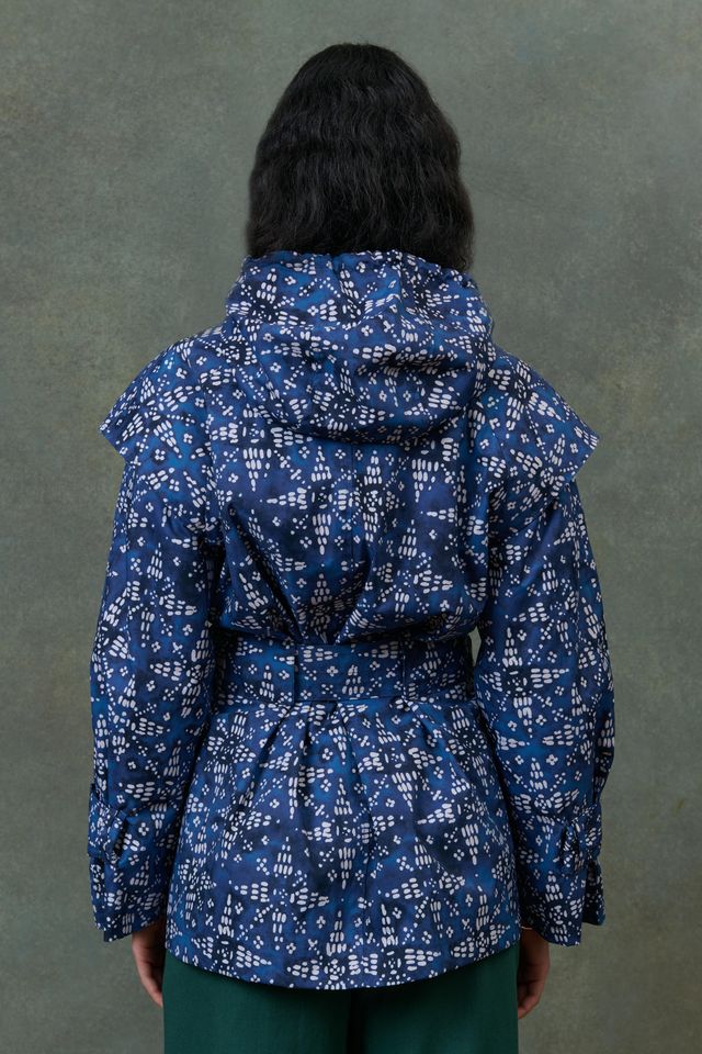 Tanyli Printed Raincoat in midnight starlit sky by Louise Misha
