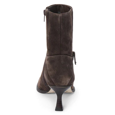 Ilana Suede Kitten Heel Bootie in dark chocolate by Matisse
