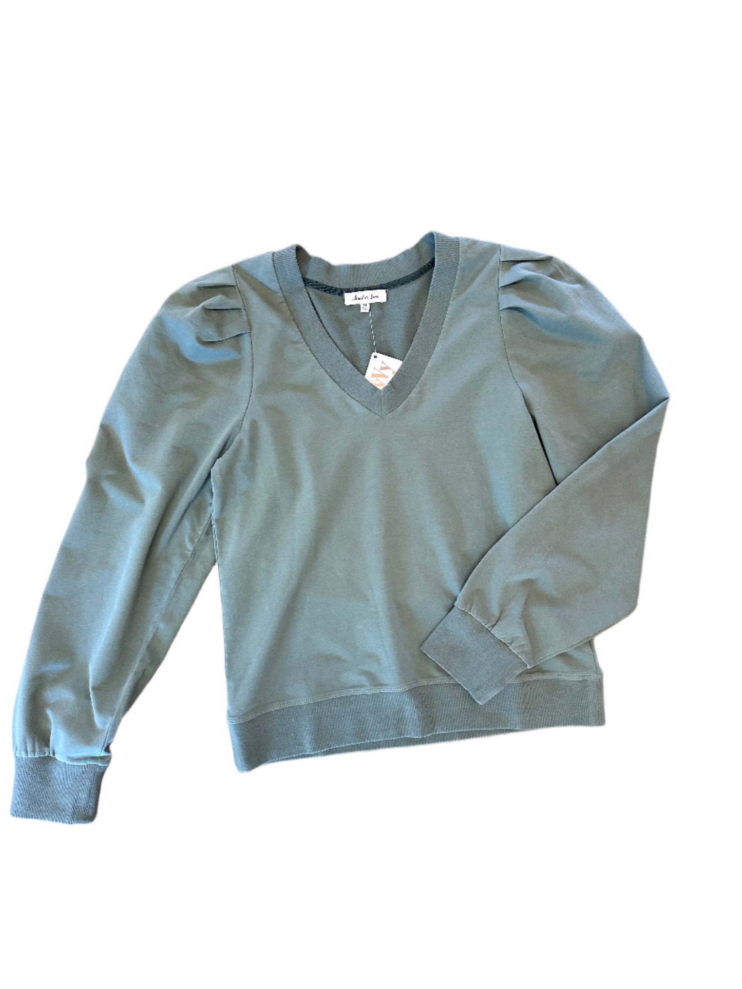 Sammi V-Neck Sweatshirt in slate green by Another Love