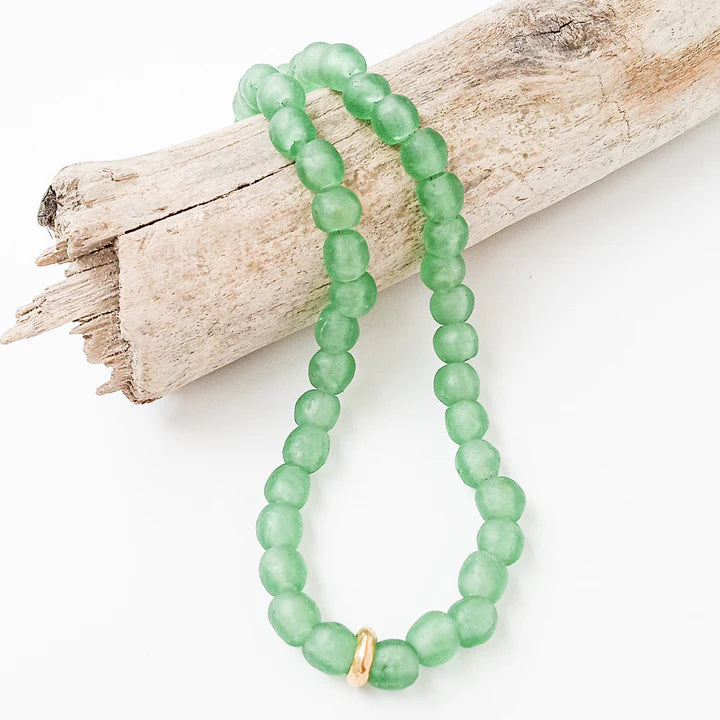 18" Glass Washer Necklace in green by Virtue