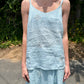 Embroidered Tank in ocean air by Haris Cotton