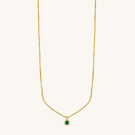 Mini Colored Zirconia Necklace in Green by Carioca