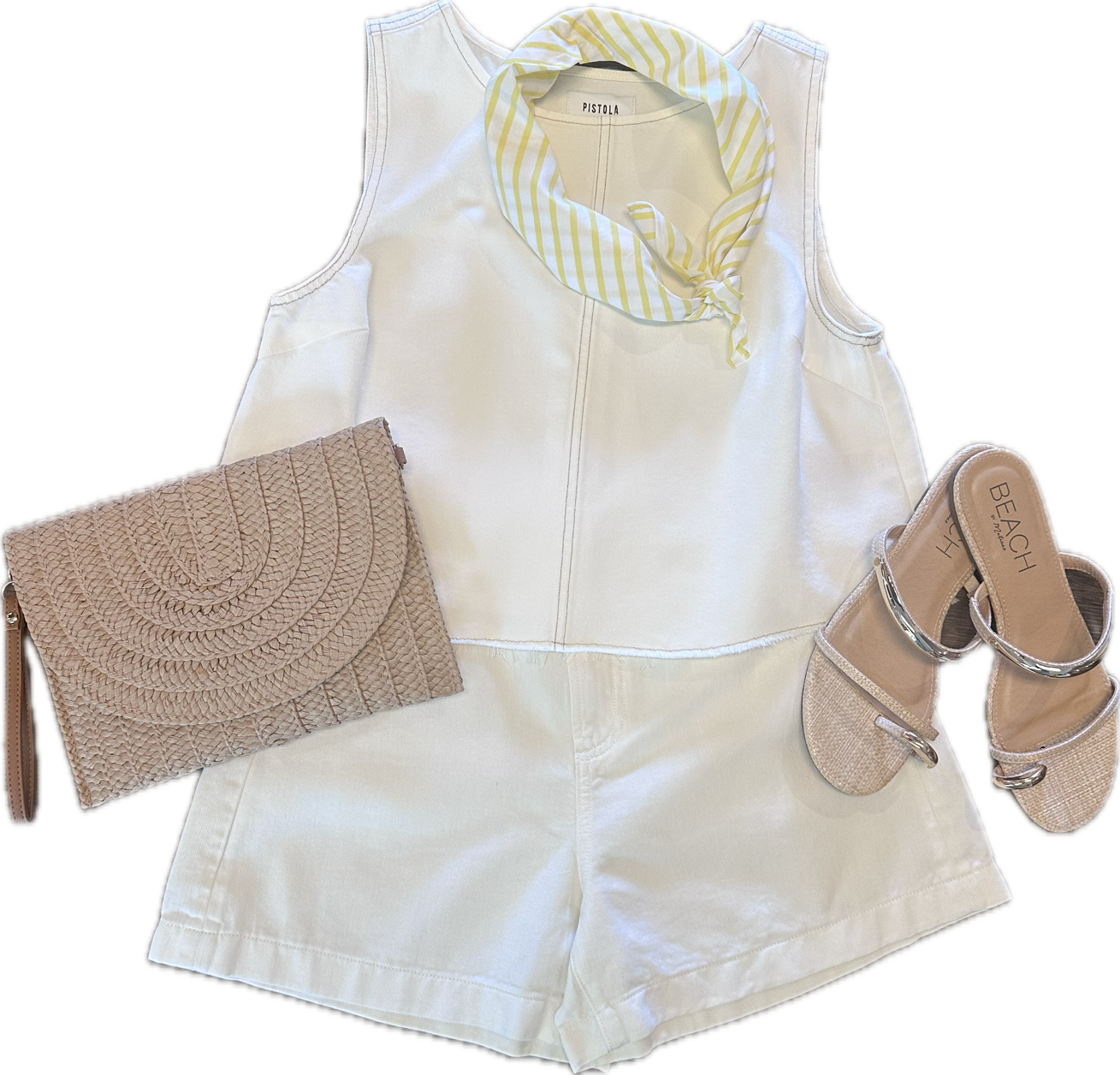 Rue Denim Top in off white by Pistola