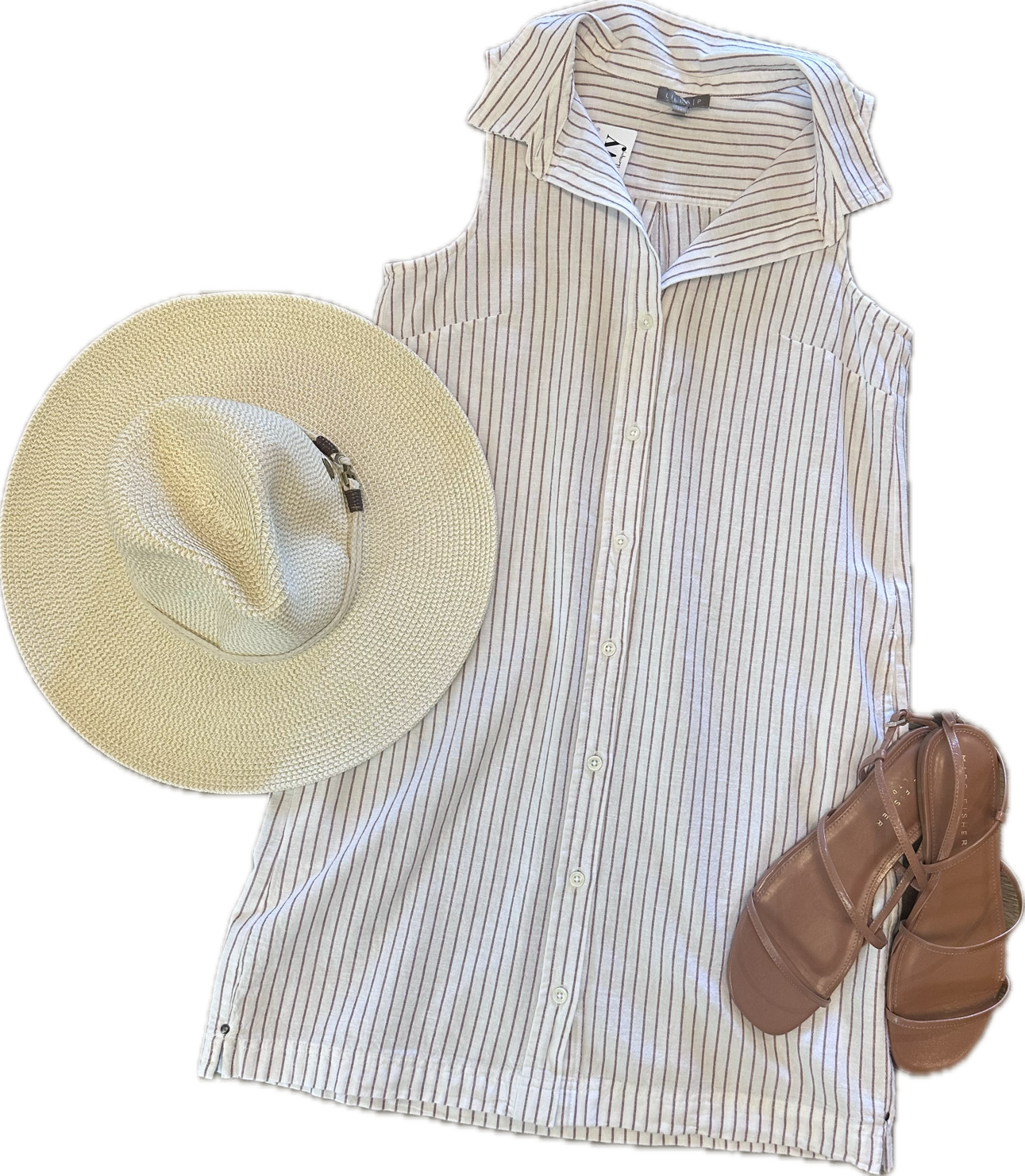 Striped Button Down Dress in bark stripe by Lilla P