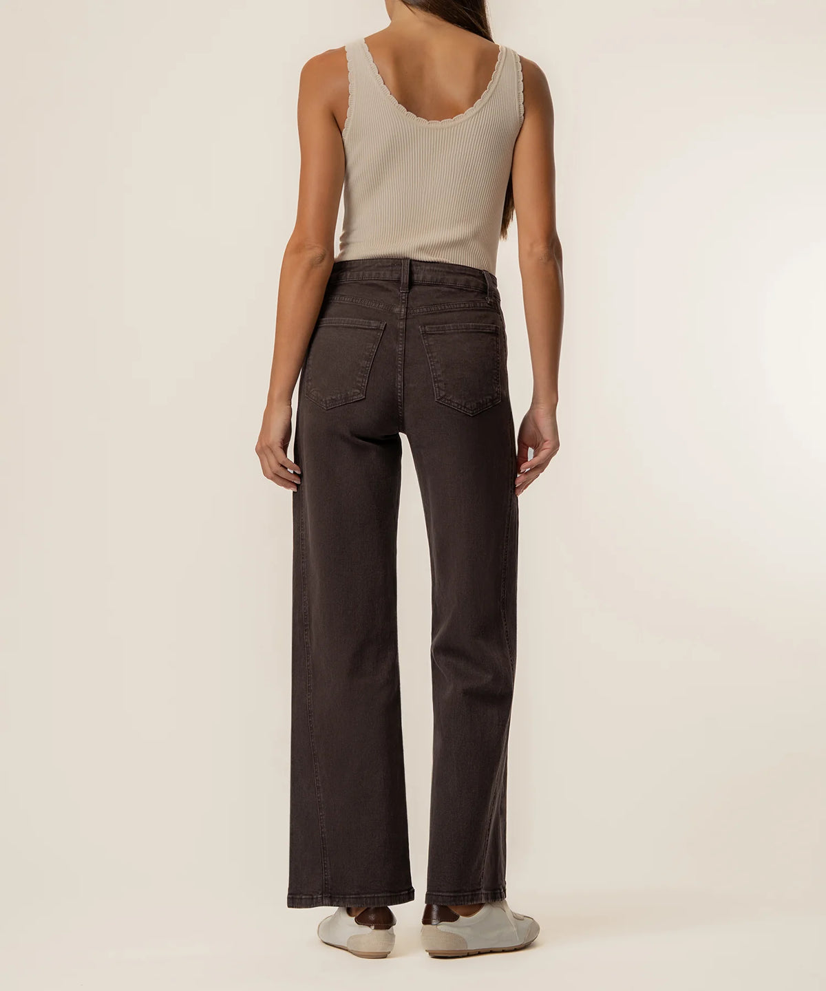 Meg High Rise Wide Leg Side Panel in chocolate by KUT