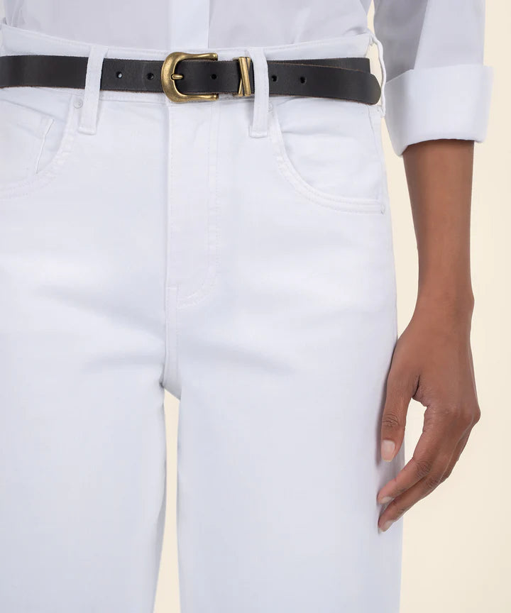 Gwen High Rise Wide Leg Raw Hem in optic white by KUT