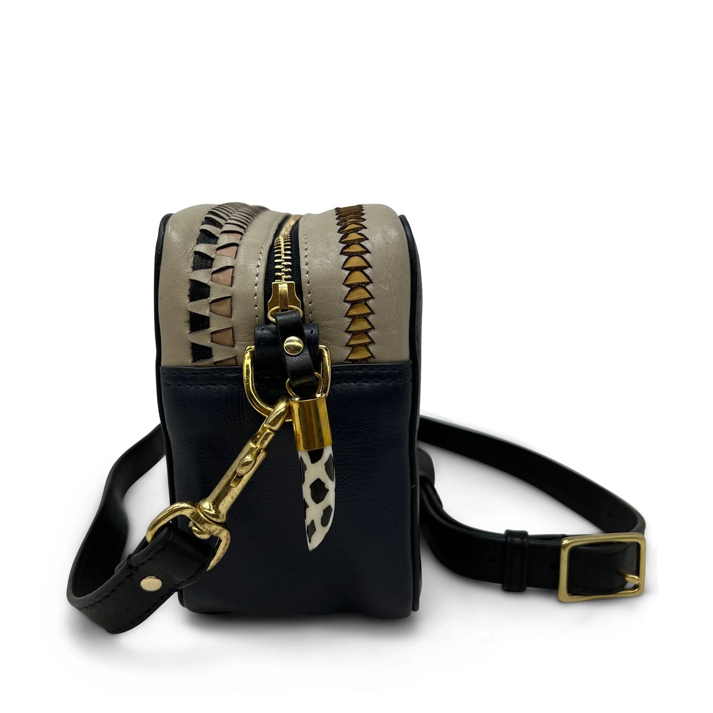 Amberleigh Woven Zigzag Crossbody in yellow/black/chalk by Kempton