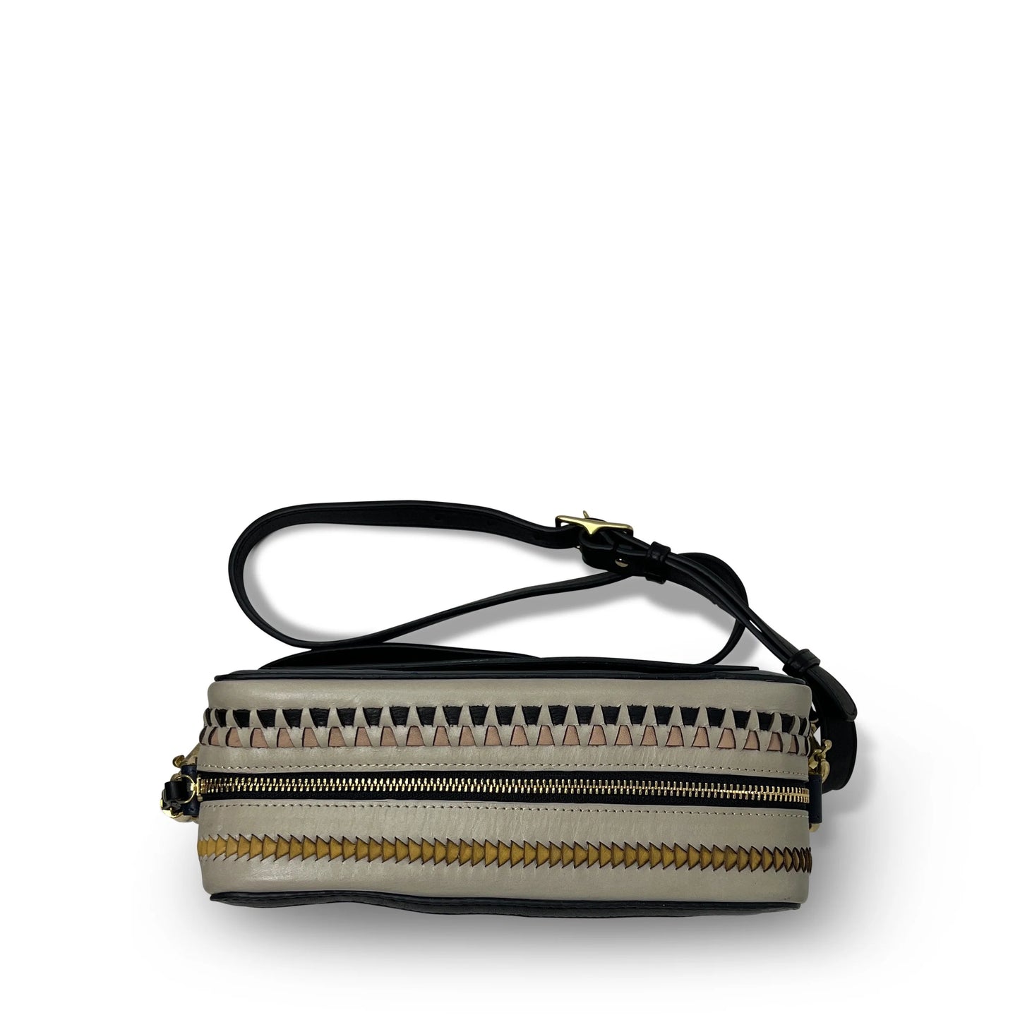 Amberleigh Woven Zigzag Crossbody in yellow/black/chalk by Kempton