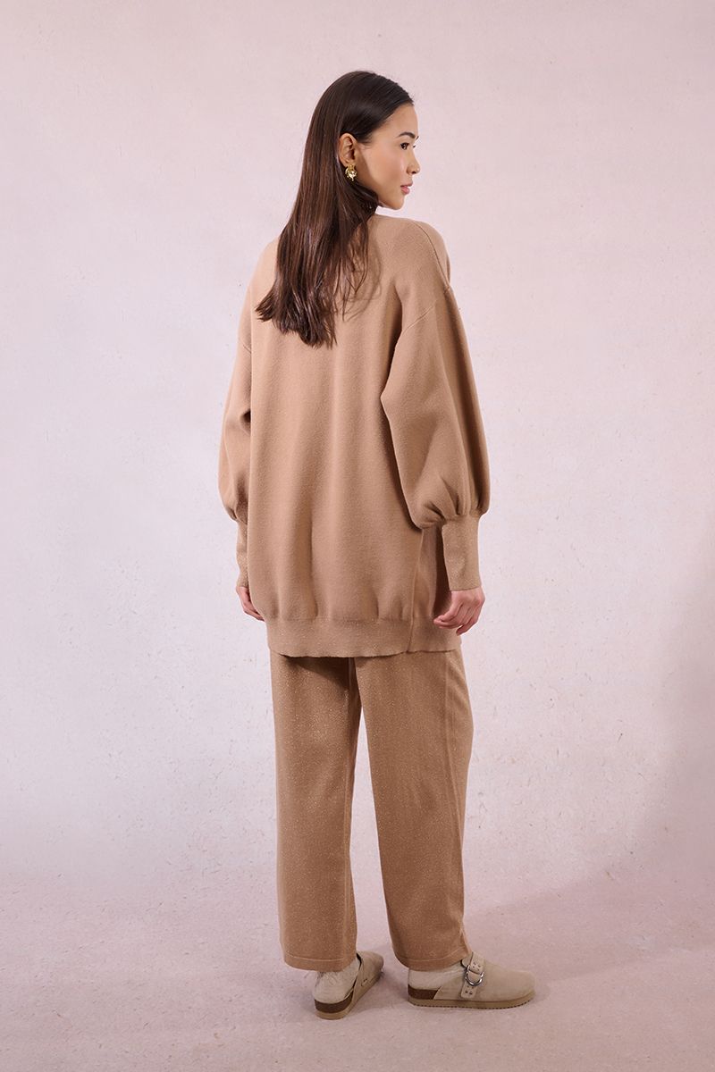 Open Cardigan in golden beige by Molly Bracken