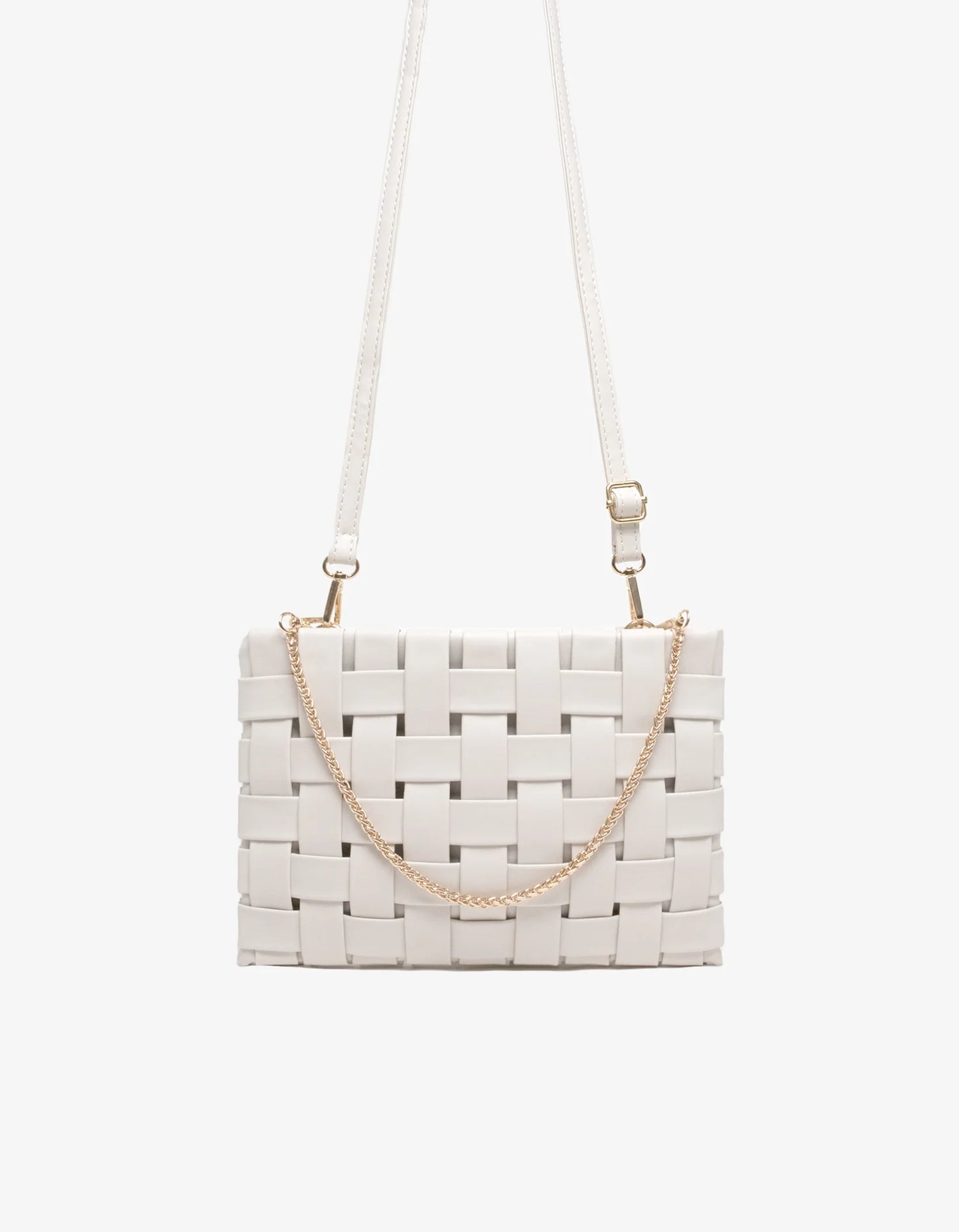 Lindy Large Woven Clutch in off white by Remi & Reid
