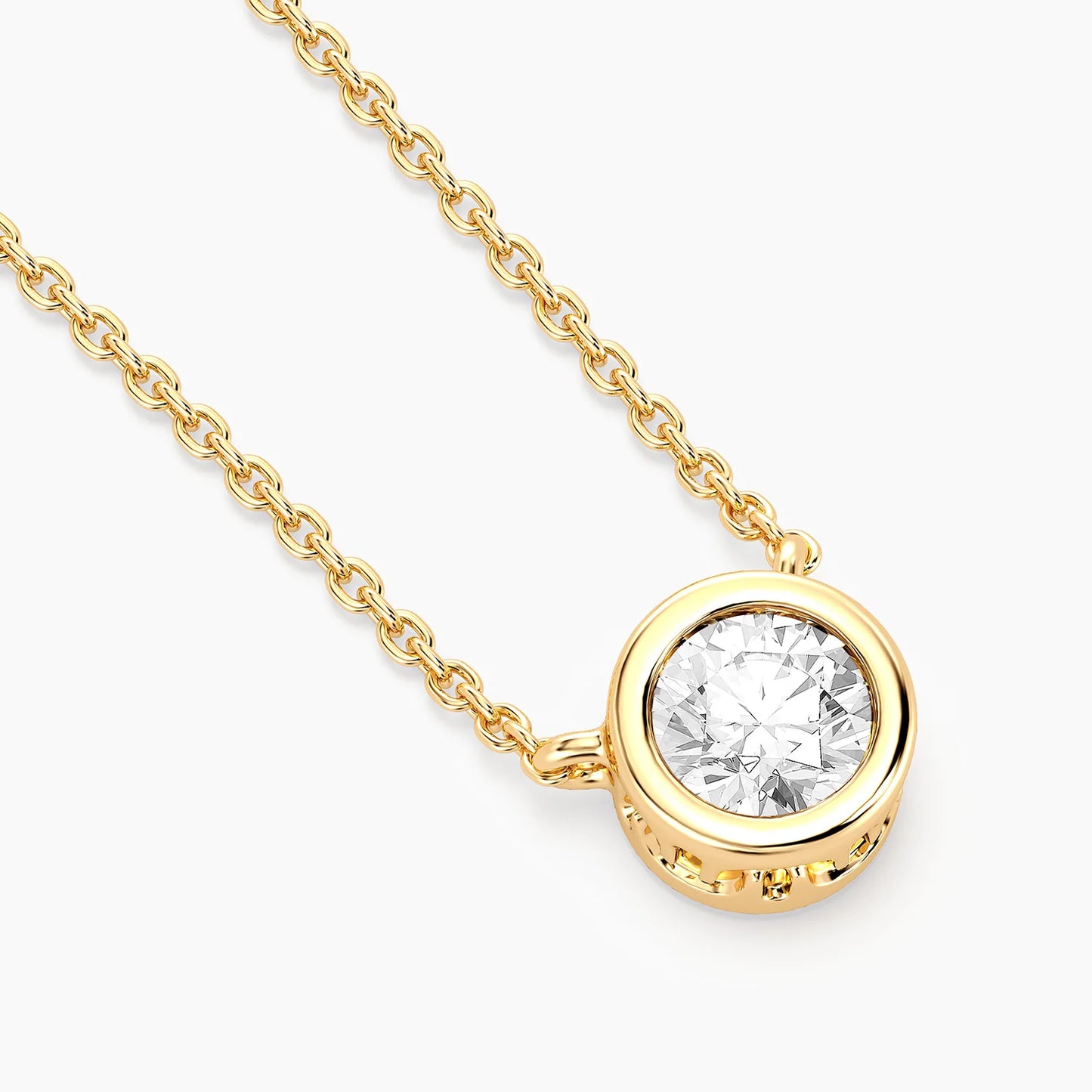 Lab-Grown Signature Bezel Pendant Necklace in gold by Ella Stein