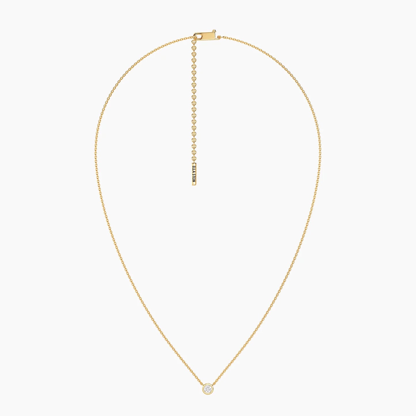 Lab Grown Signature Bezel Pendant Necklace in gold by Ella Stein