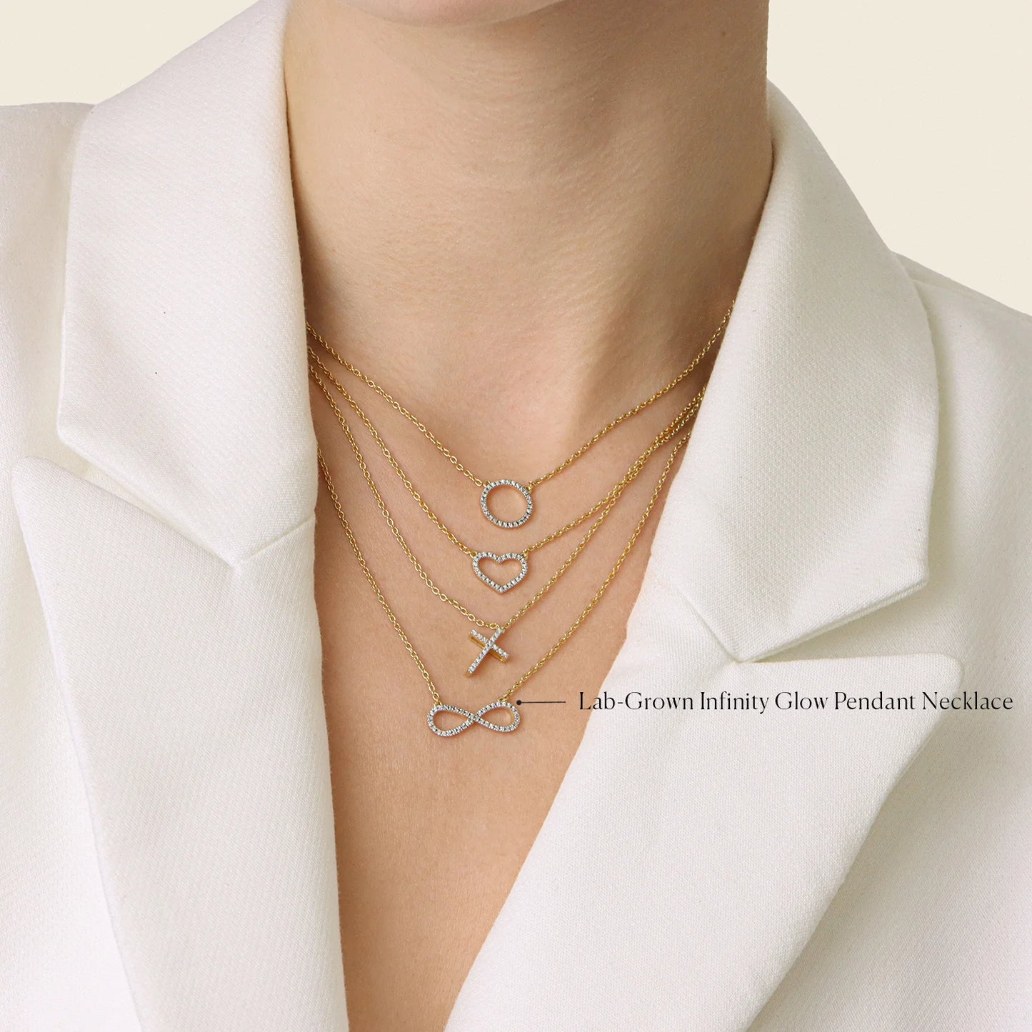Lab-Grown Infinity Glow Pendant Necklace in gold by Ella Stein