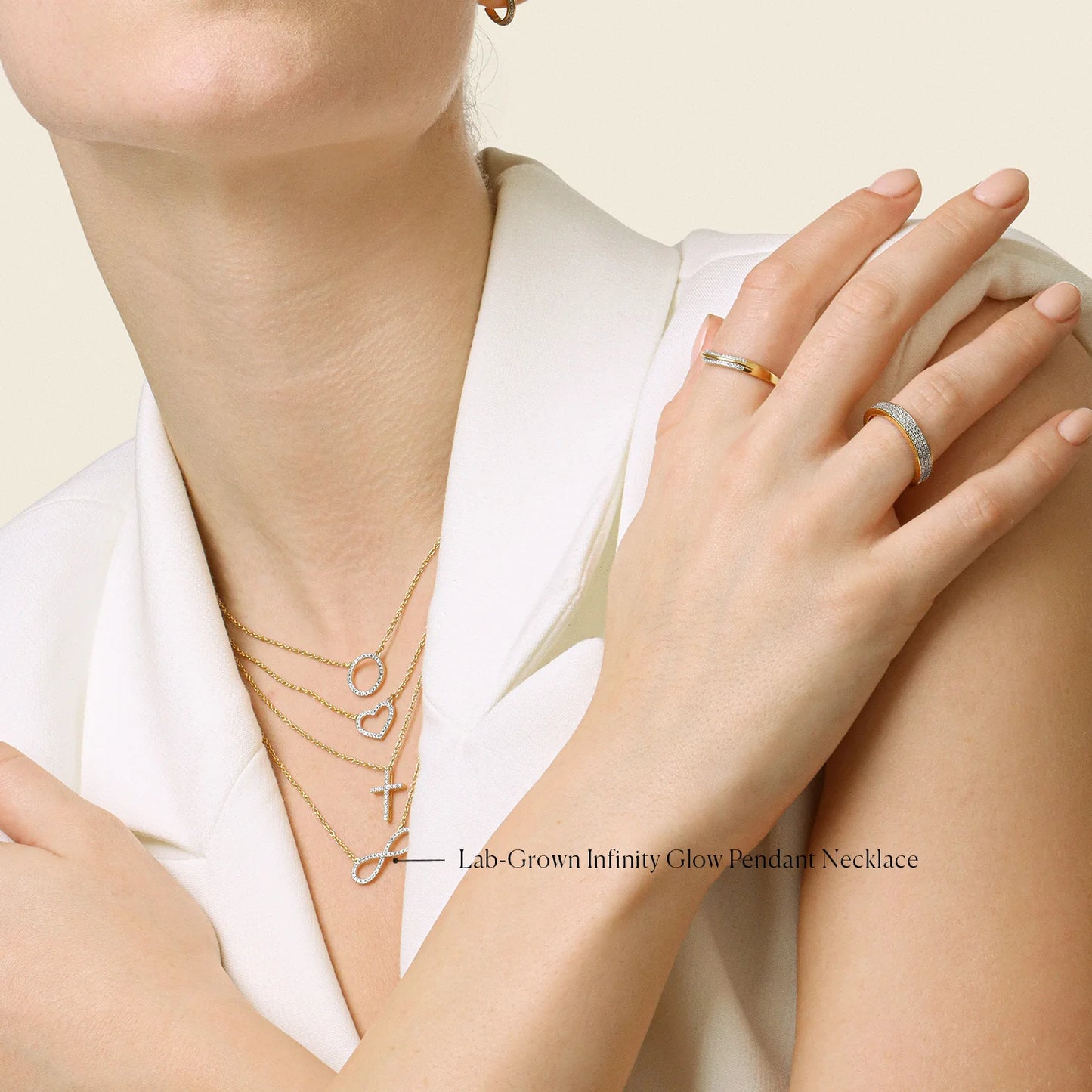 Lab-Grown Infinity Glow Pendant Necklace in gold by Ella Stein