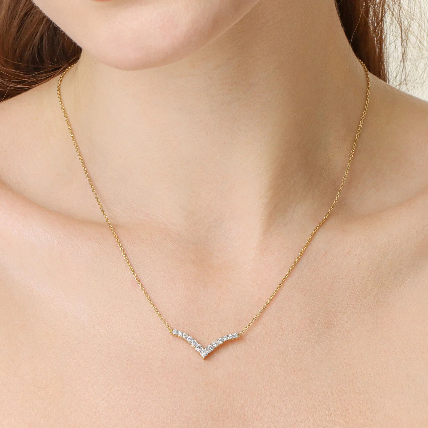 Lab-Grown Pave Tiara Pendant Necklace in gold by Ella Stein