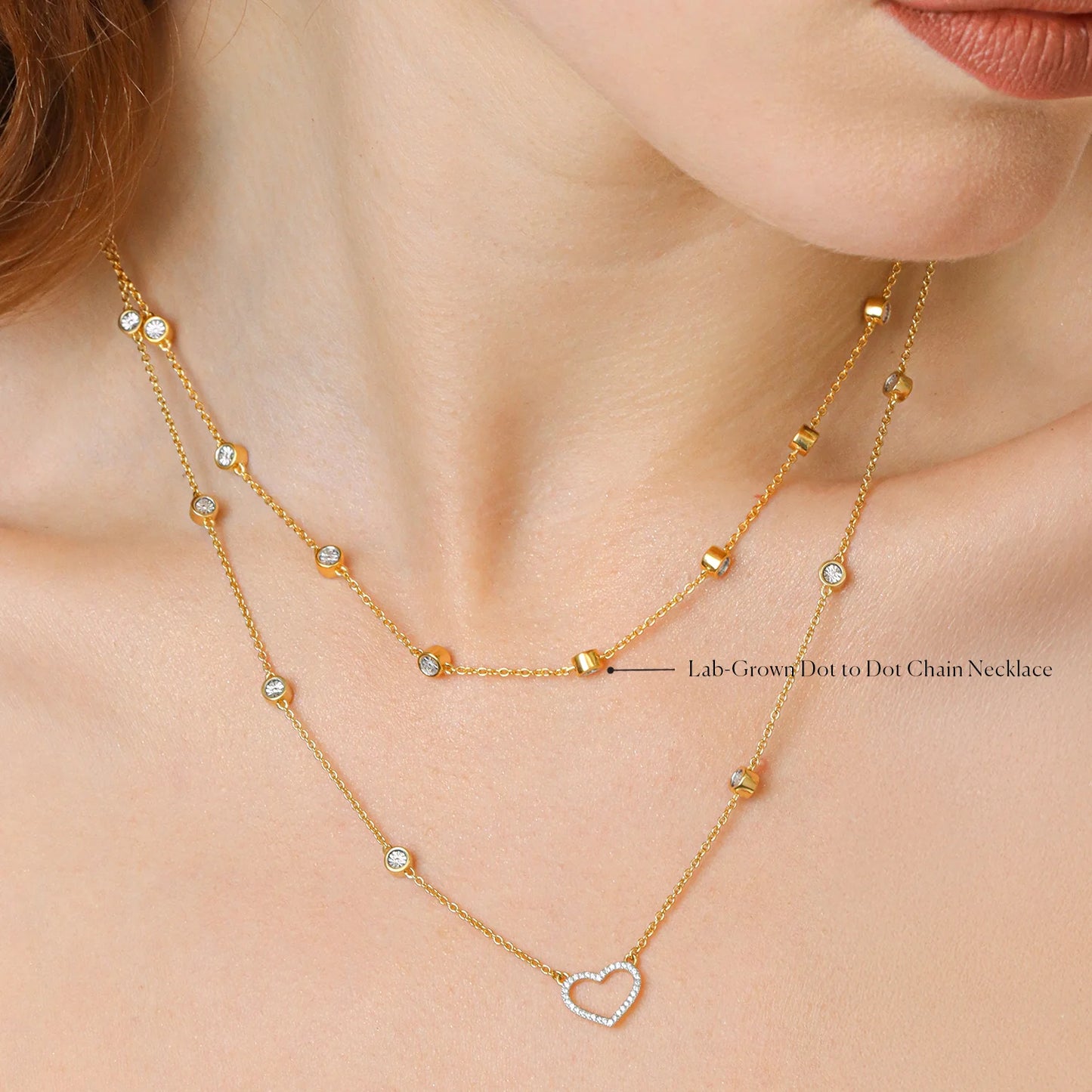 Lab-Grown Dot to Dot Chain Necklace in gold by Ella Stein