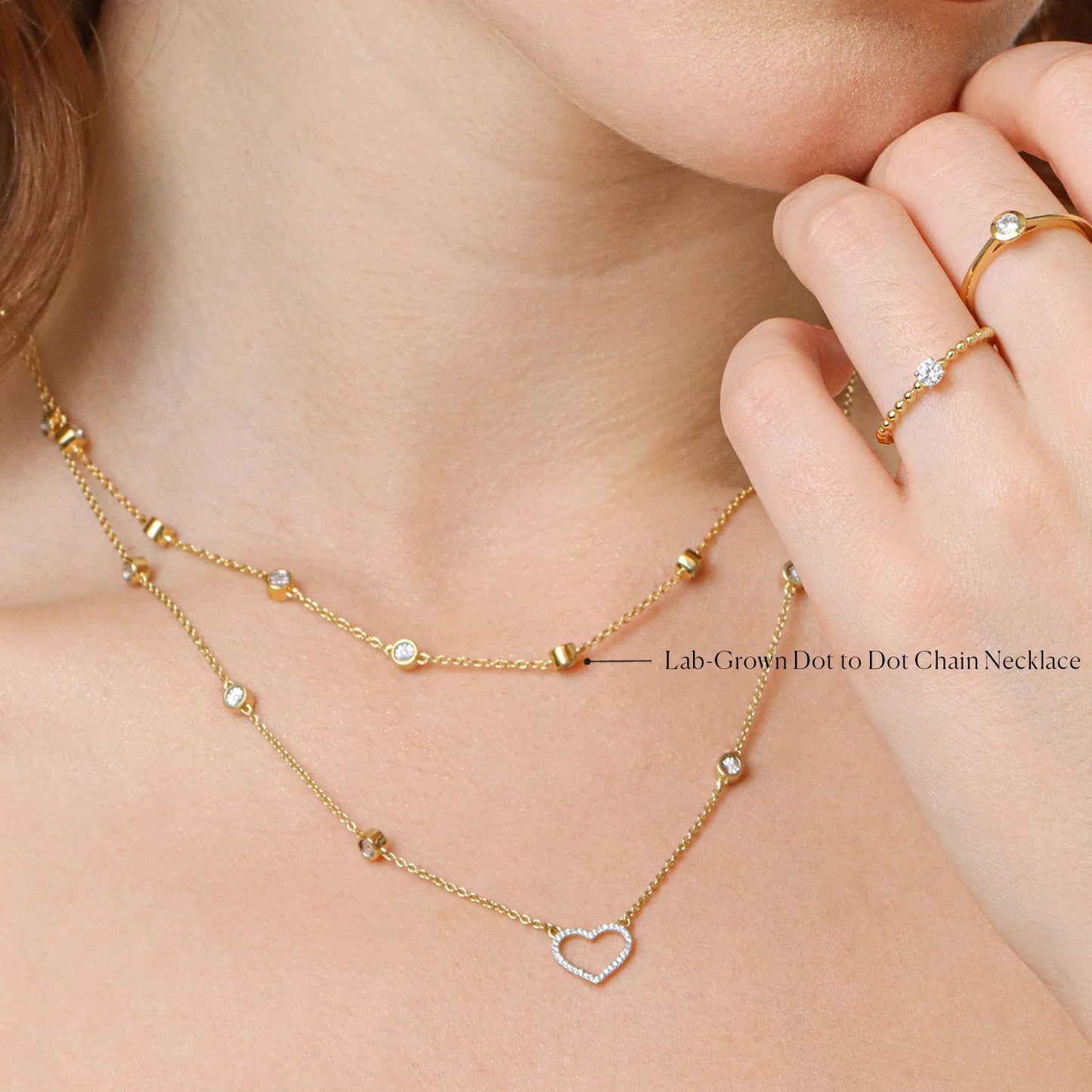 Lab-Grown Dot to Dot Chain Necklace in gold by Ella Stein