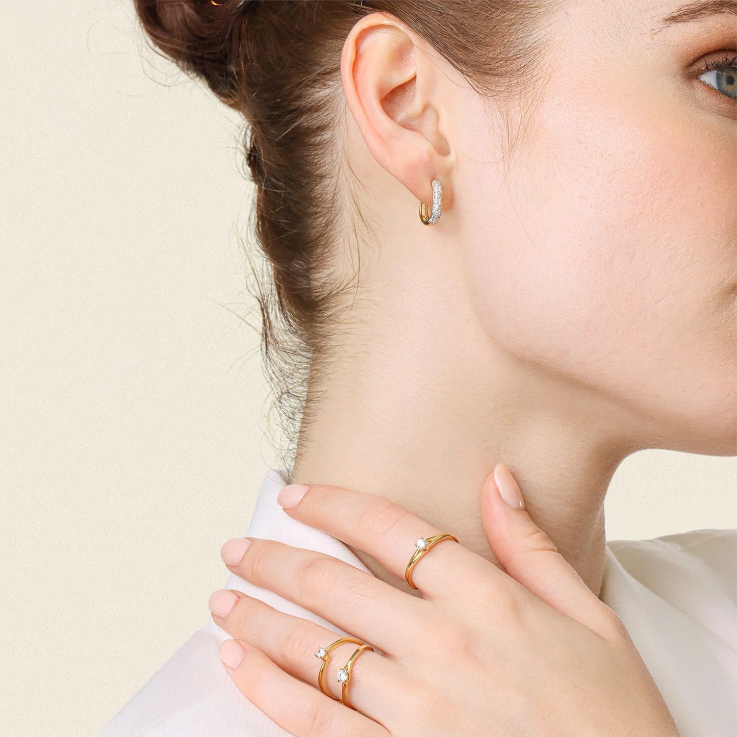 Lab-Grown Diamond U Huggies Earrings in gold by Ella Stein