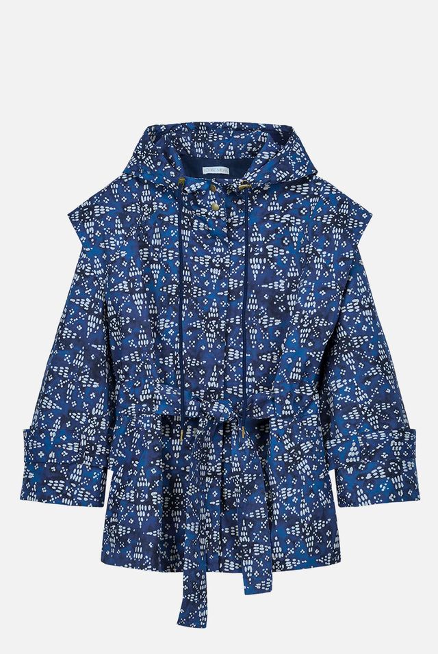 Tanyli Printed Raincoat in midnight starlit sky by Louise Misha
