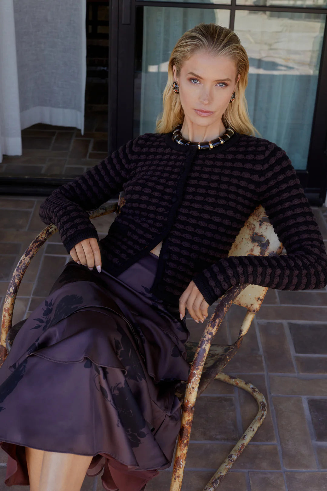 Maria Cardigan in black/brown by Allison XS