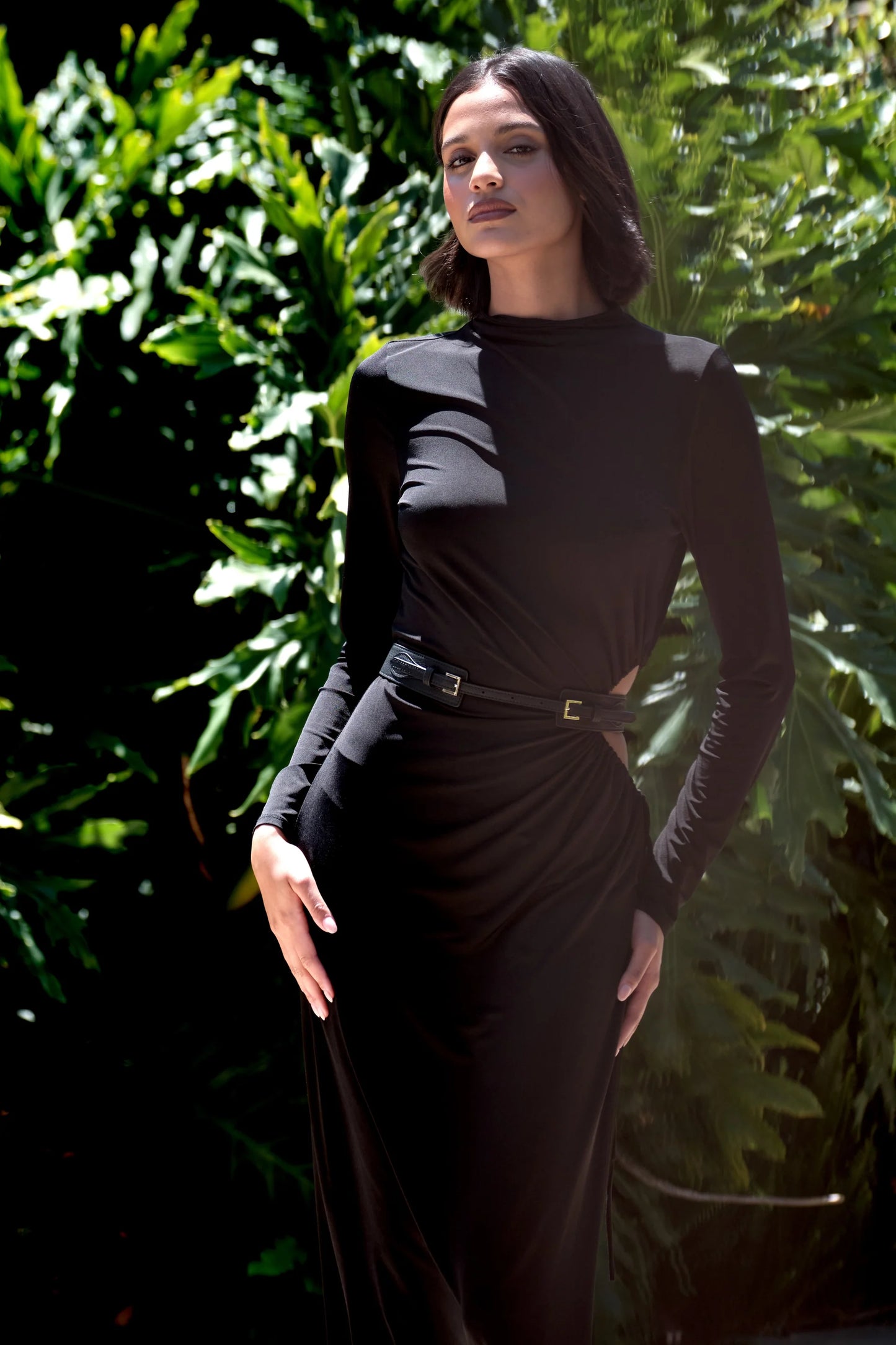 Beverly Leather Belt in black by Laurel & Gold