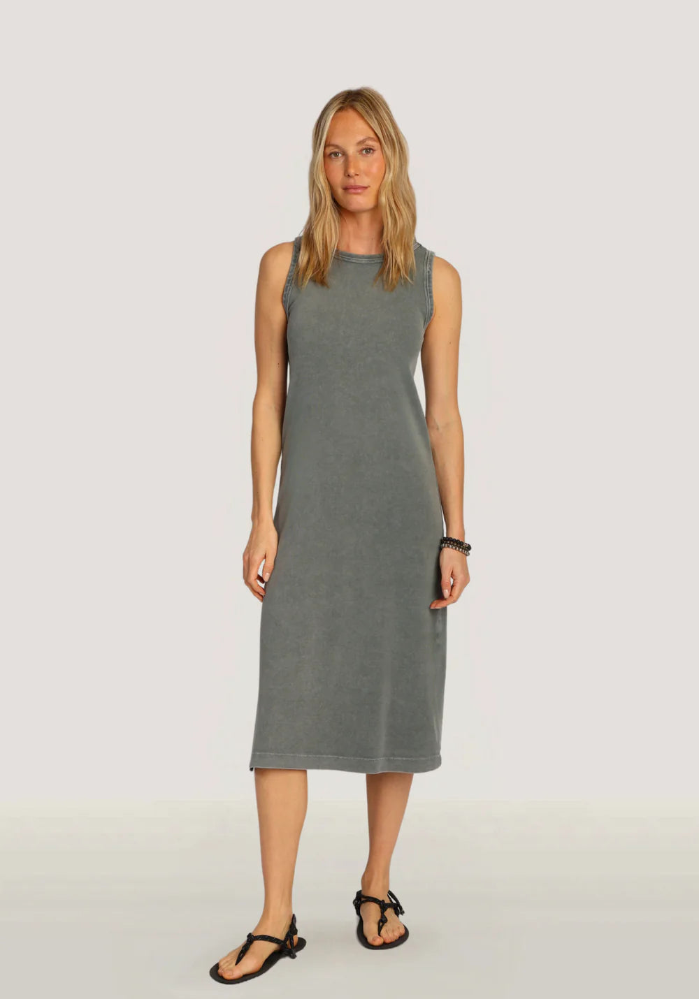 Modern Rib Crew Dress in grey by Dylan