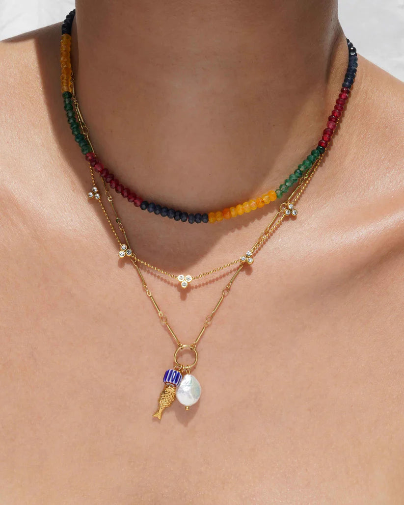 Naxos Pearl & Ceramic Necklace in gold by Kozakh