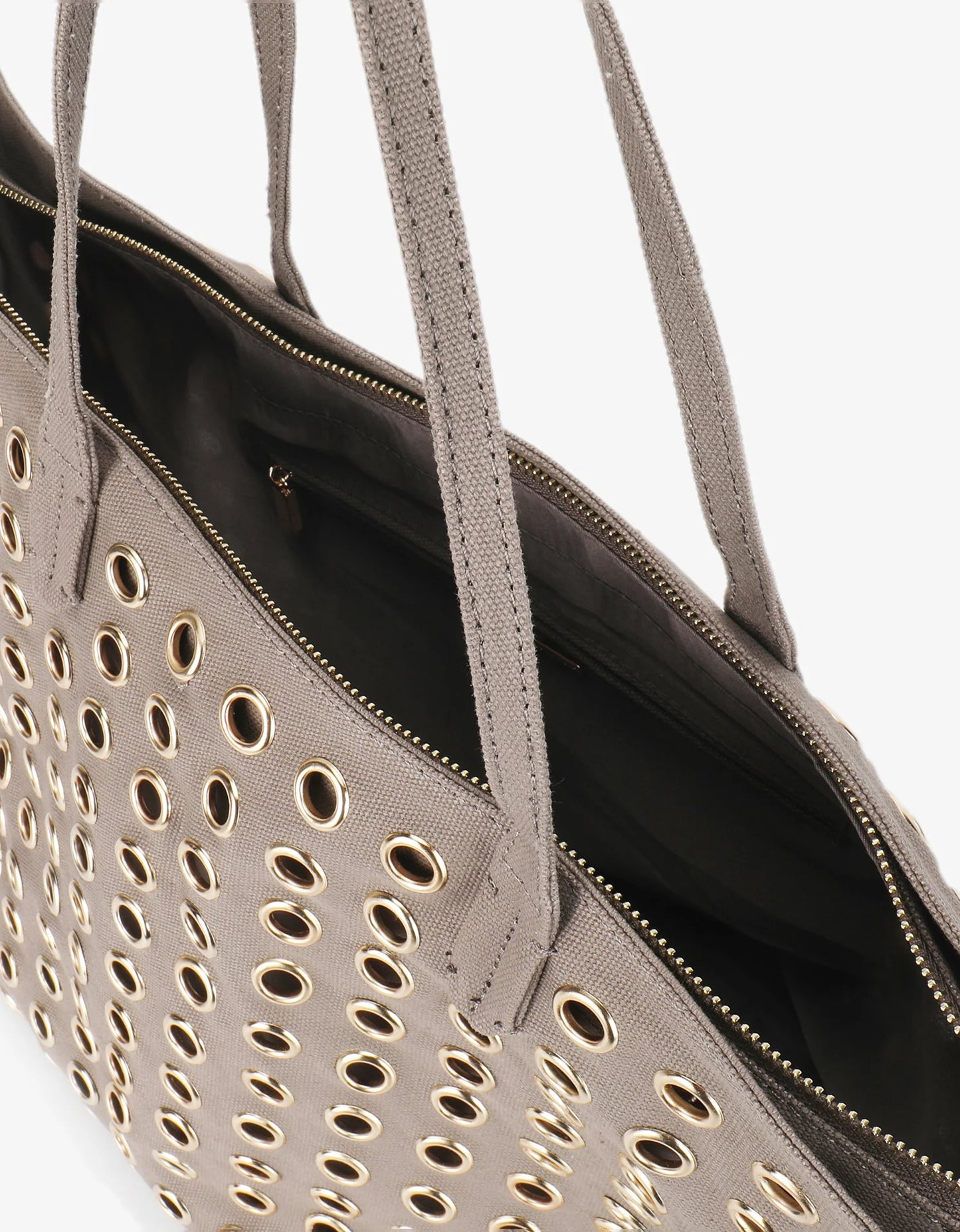 Oya Grommet Canvas Tote in grey by Remi & Reid