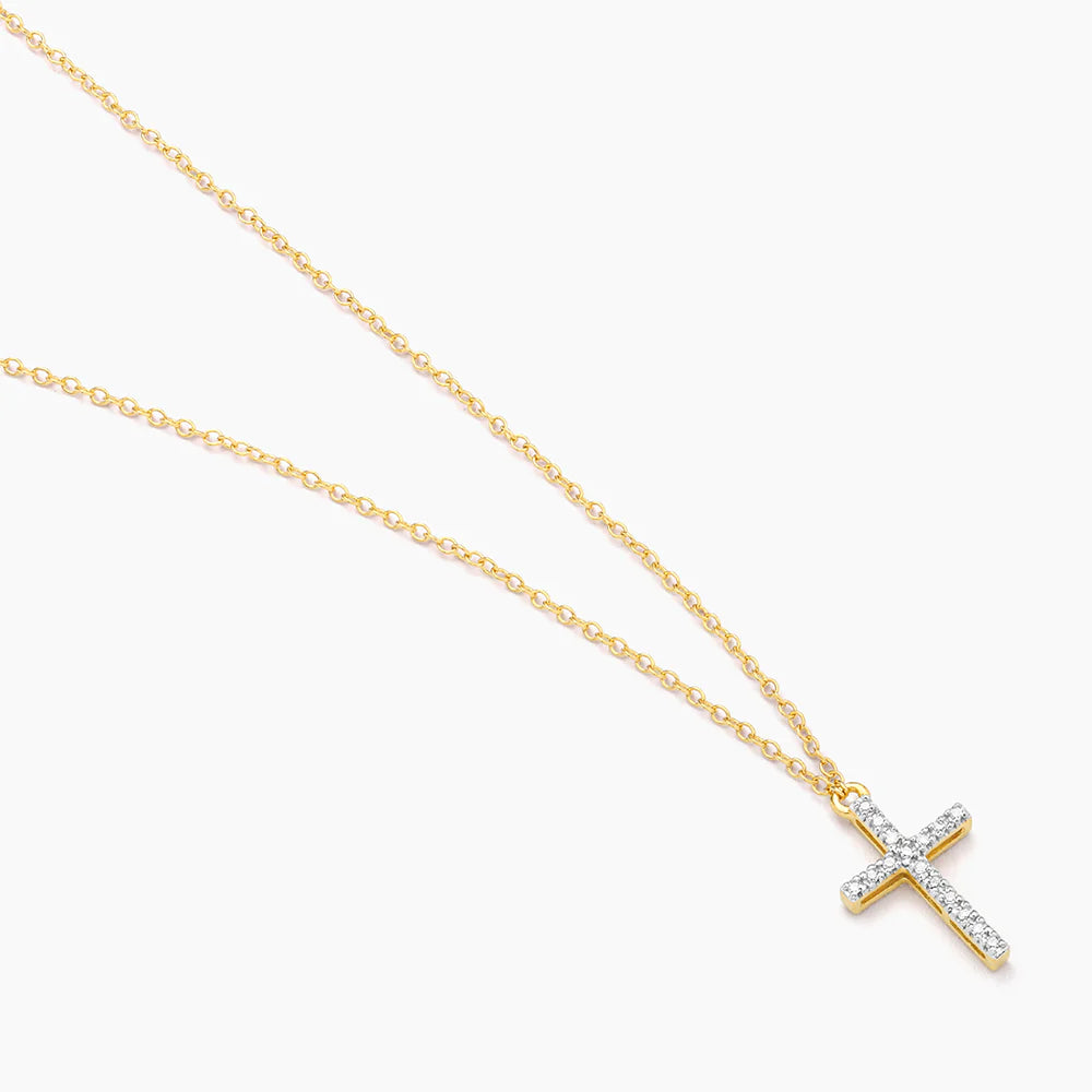 Believe Cross Pendant Necklace in gold by Ella Stein