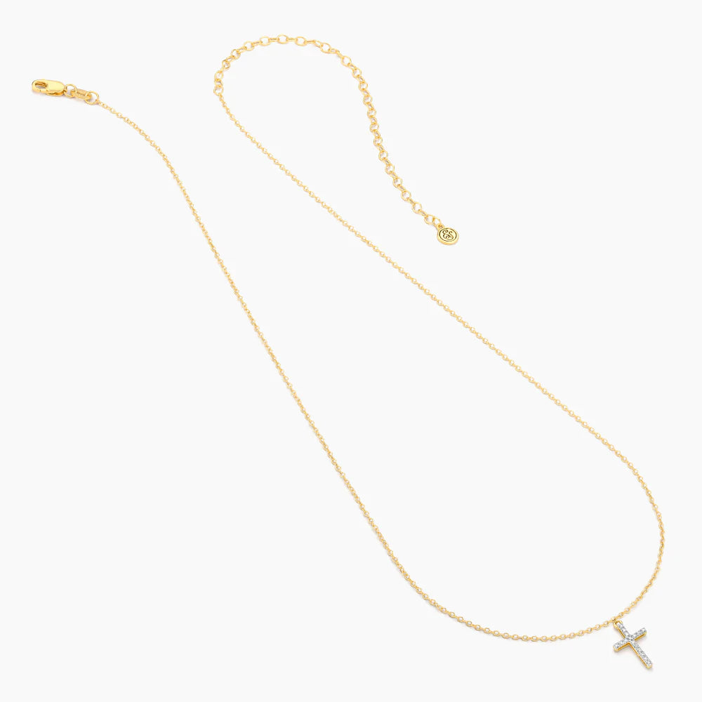 Believe Cross Pendant Necklace in gold by Ella Stein