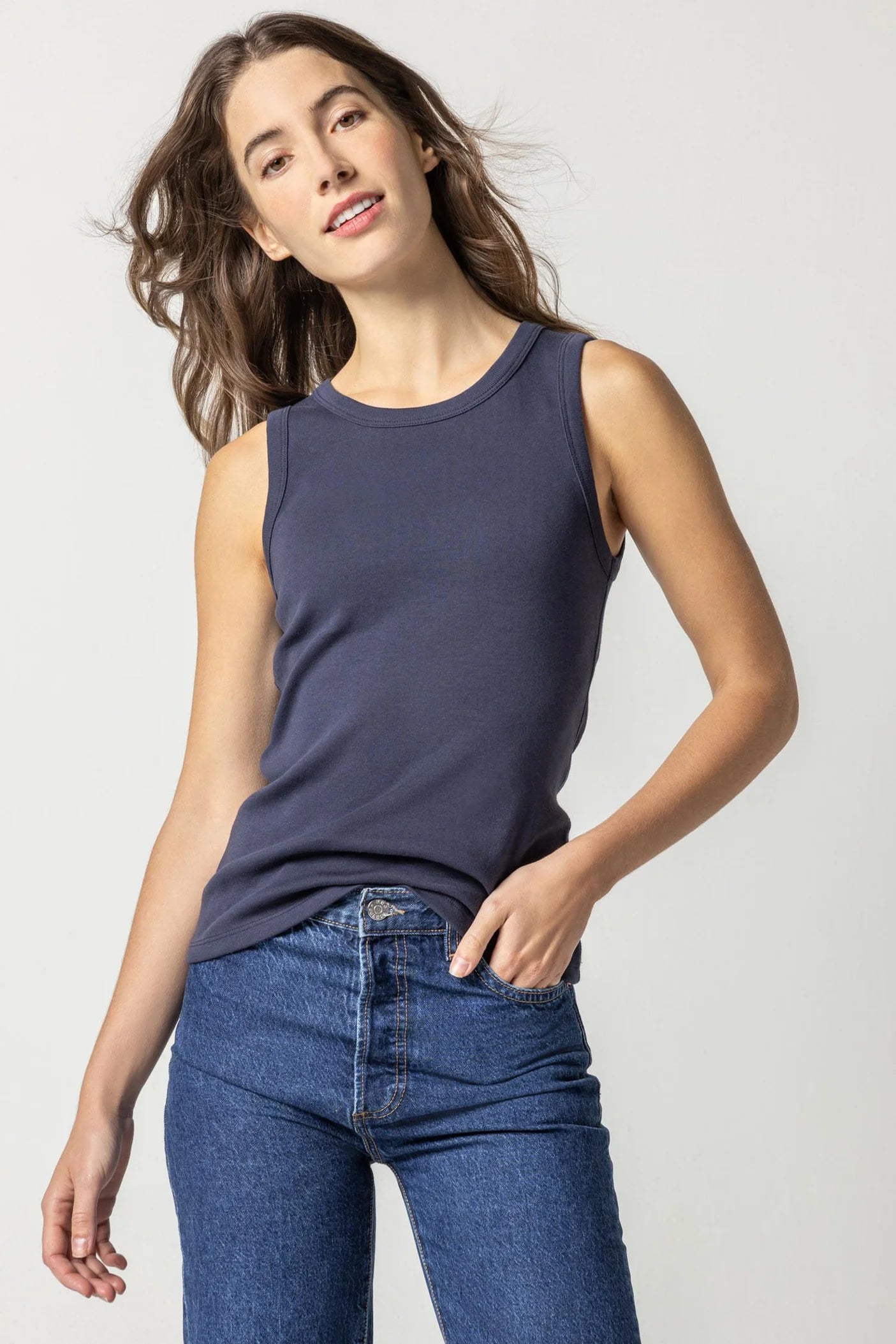 Jewel Tank in dark navy by Lilla P