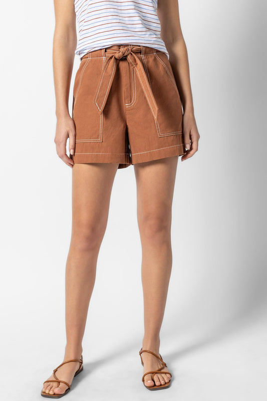 Belted Canvas Shorts in bronze by Lilla P