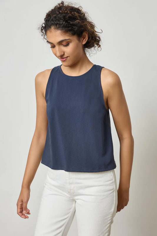 Mixed Media Tank in dark navy by Lilla P