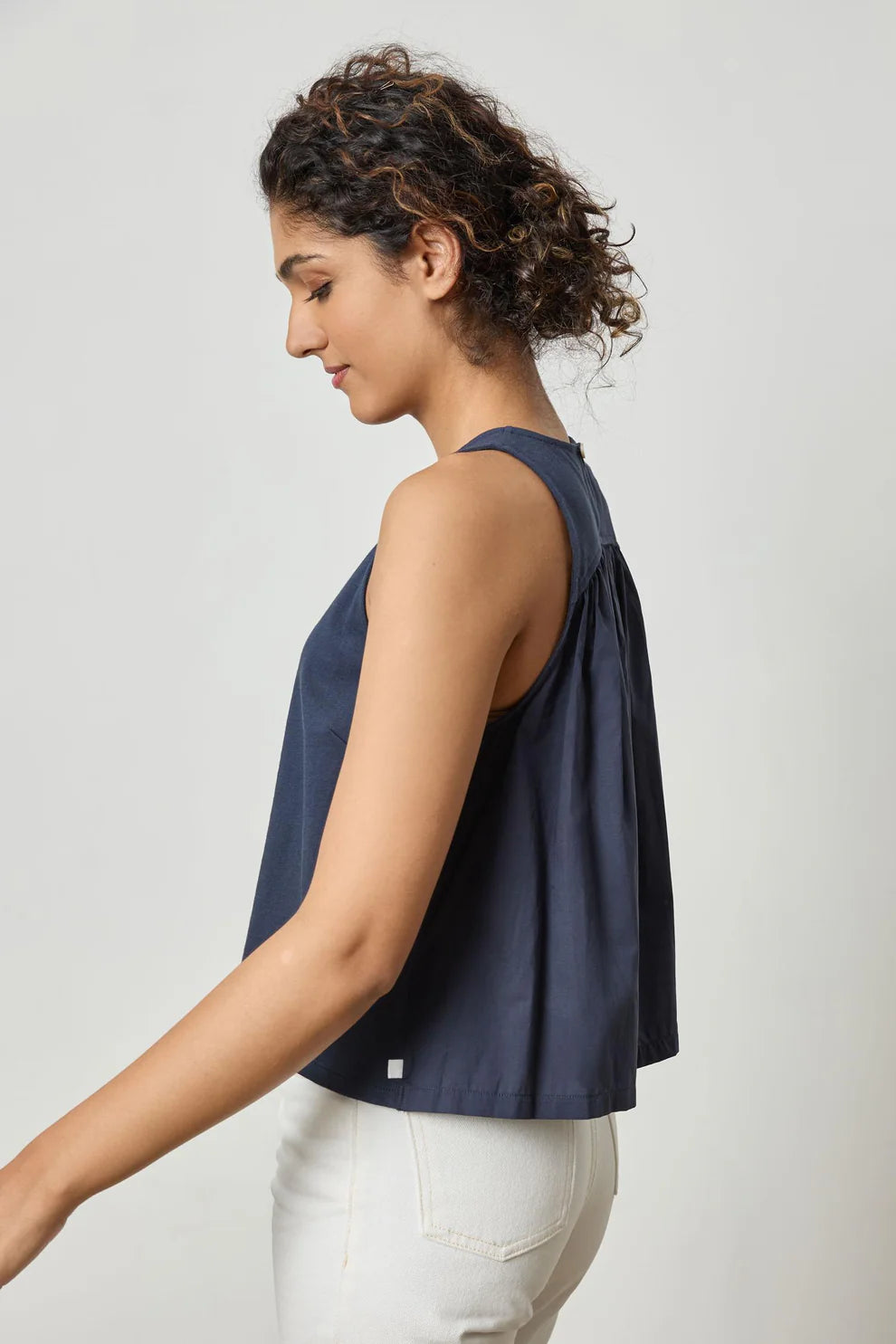 Mixed Media Tank in dark navy by Lilla P