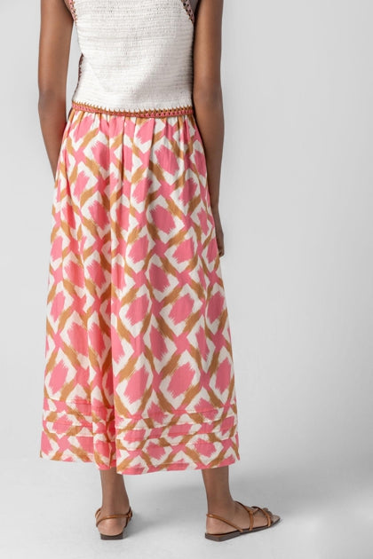 Lilla P Summer Capsule Event- Shirred Elastic Waist Skirt in punch ikat print