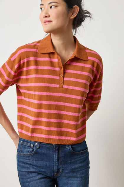 Drop Shoulder Polo Neck Sweater in sierra/calypso by Lilla P