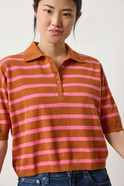 Drop Shoulder Polo Neck Sweater in sierra/calypso by Lilla P