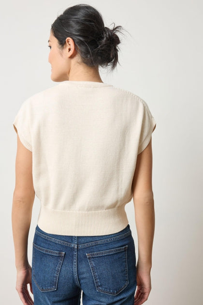 Wedge Sweater in ivory by Lilla P