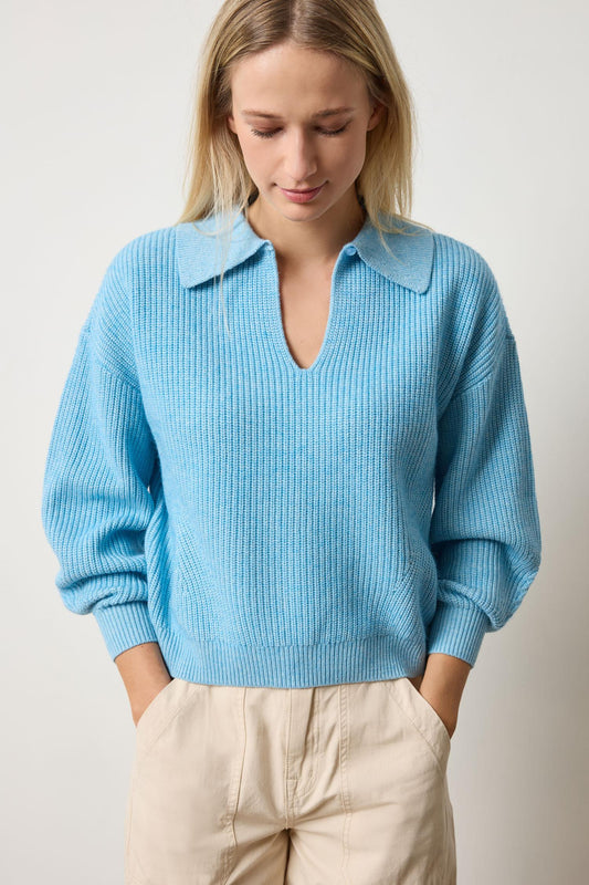 Keyhole Rib Sweater in mystic blue by Lilla P