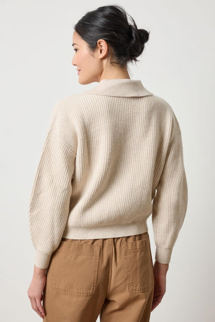 Keyhole Rib Sweater in oat by Lilla P