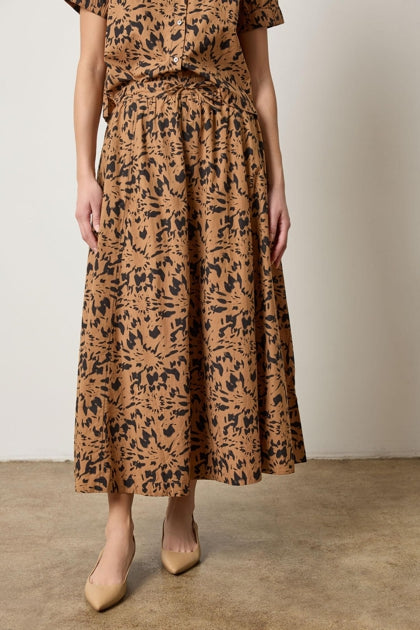 Paneled Maxi Skirt in animal floral by Lilla P