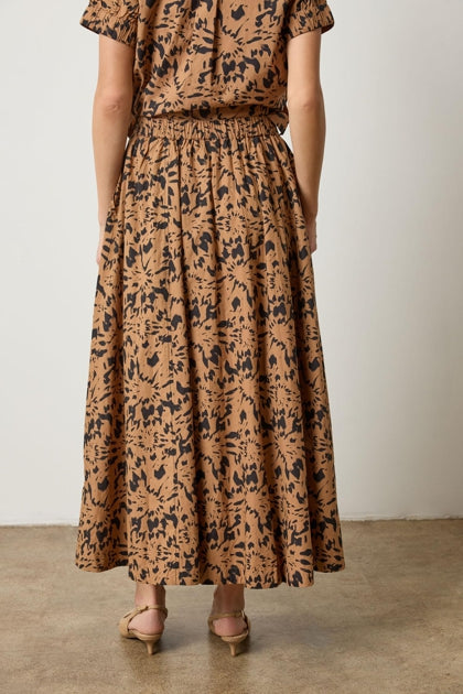 Paneled Maxi Skirt in animal floral by Lilla P