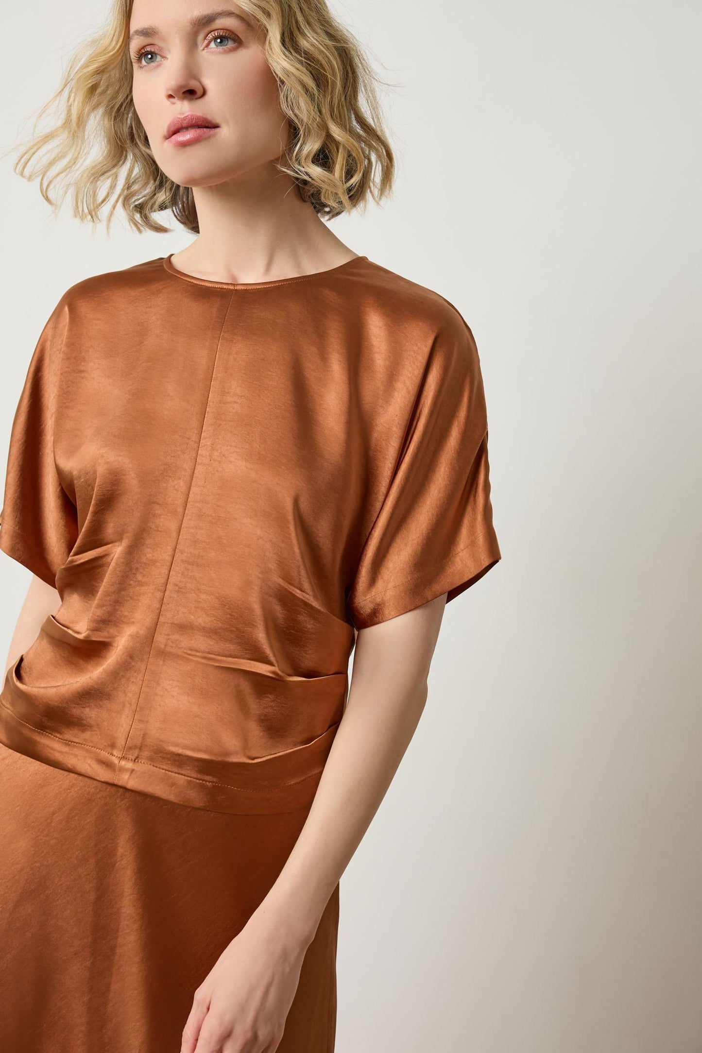 Satin Dolman Short Sleeve Top in copper by Lilla P