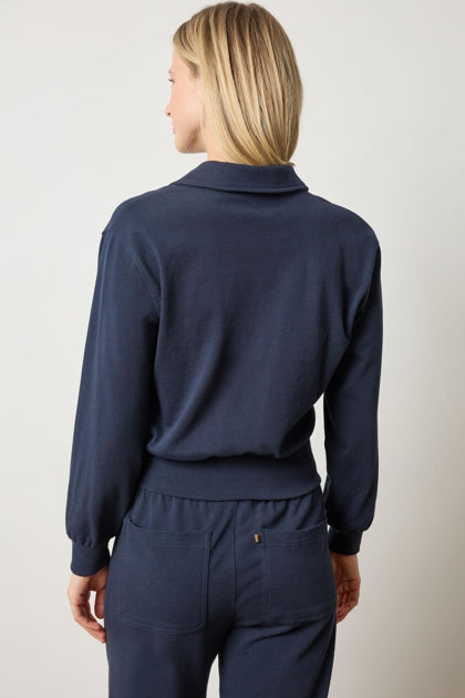 Drop Shoulder Polo in navy by Lilla P
